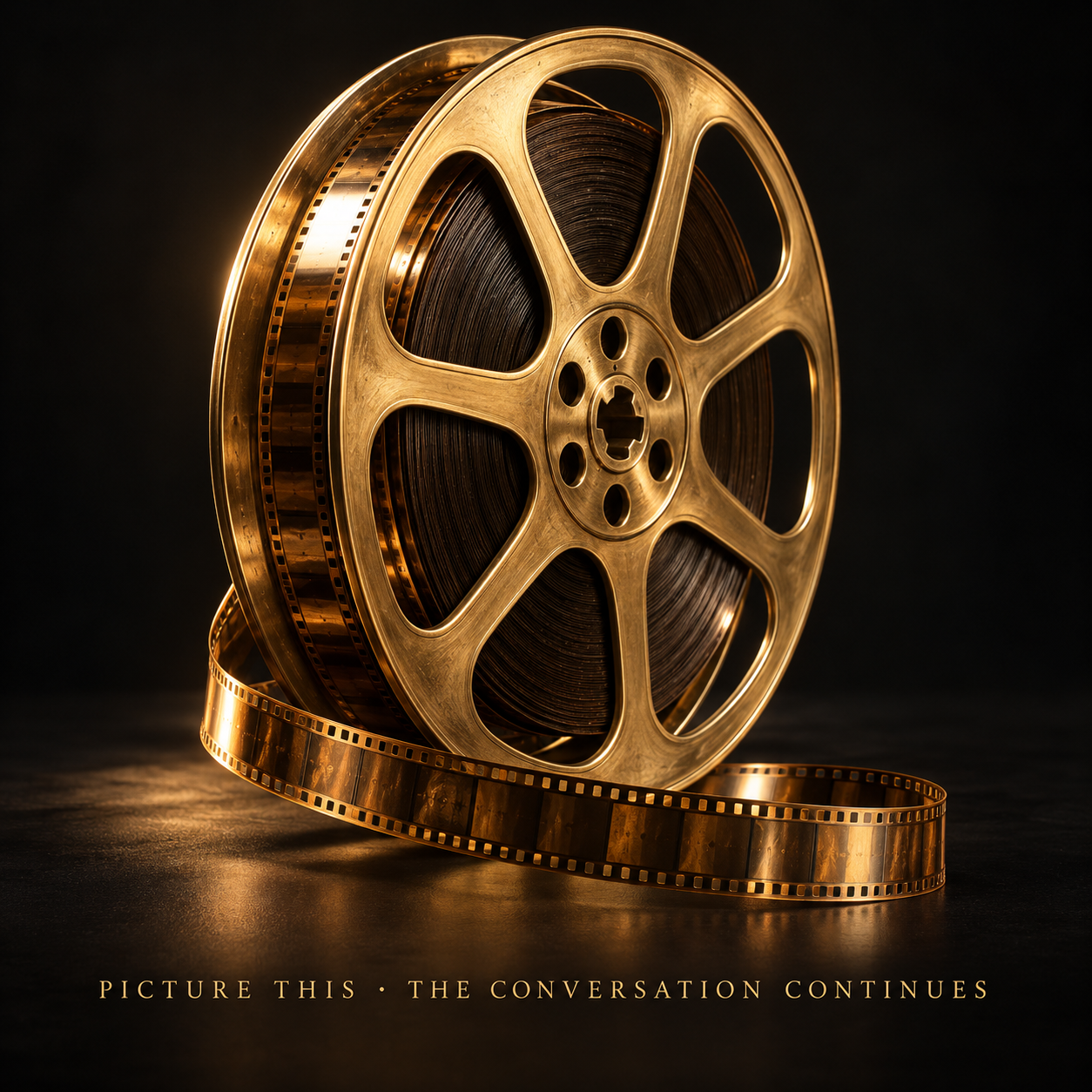 Golden film reel. Picture This · The Conversation Continues.